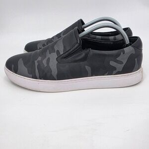ROBERT GRAHAM BUSTER SLIP ON SNEAKERS MENS SIZE 10 GRAY BLACK CAMO LEATHER FLAT